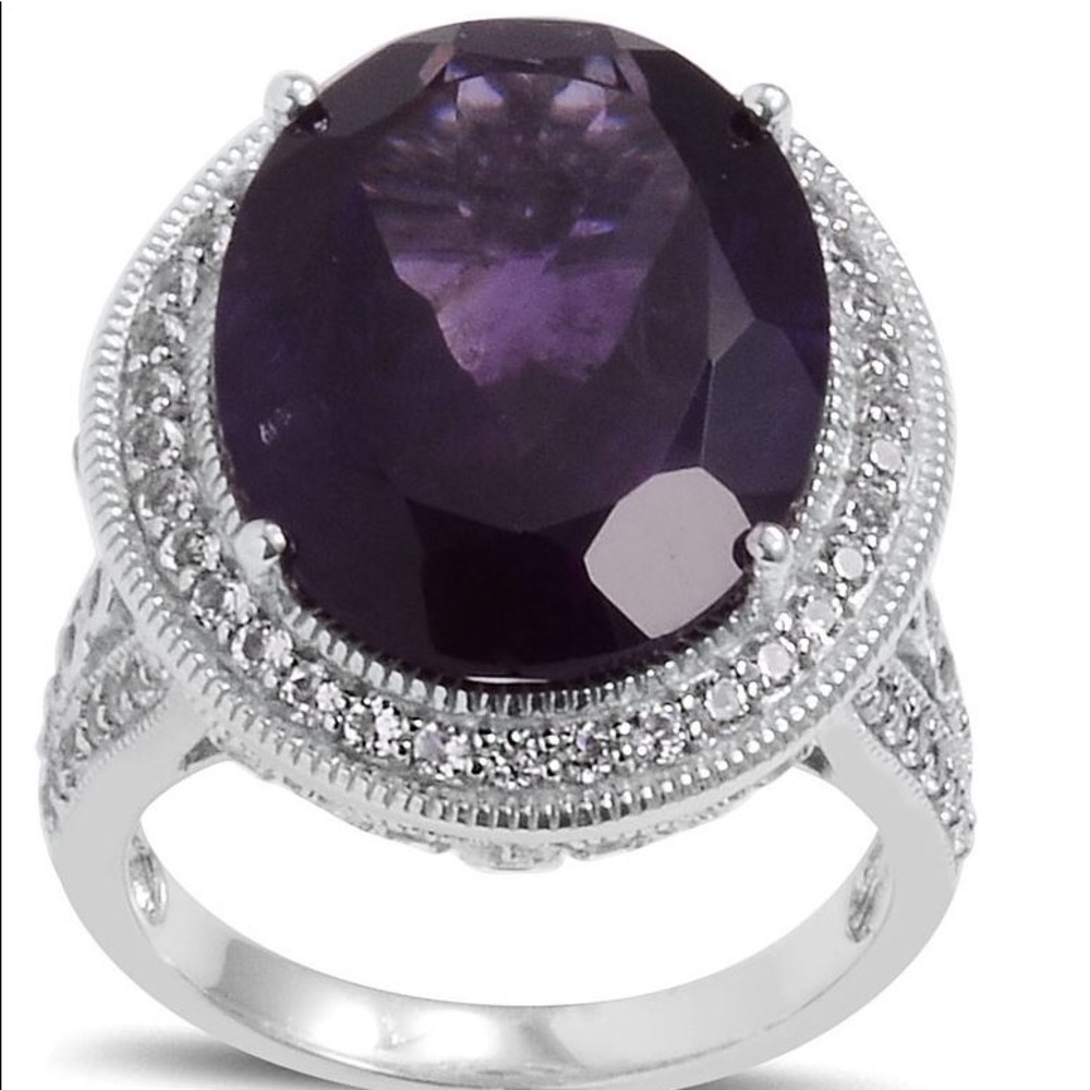 Purple Amethyst, White Topaz Ring